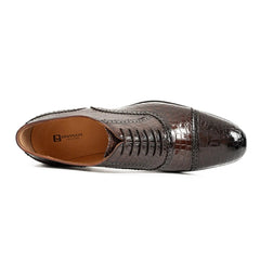 Alligator Skin Oxford Shoes Coffee
