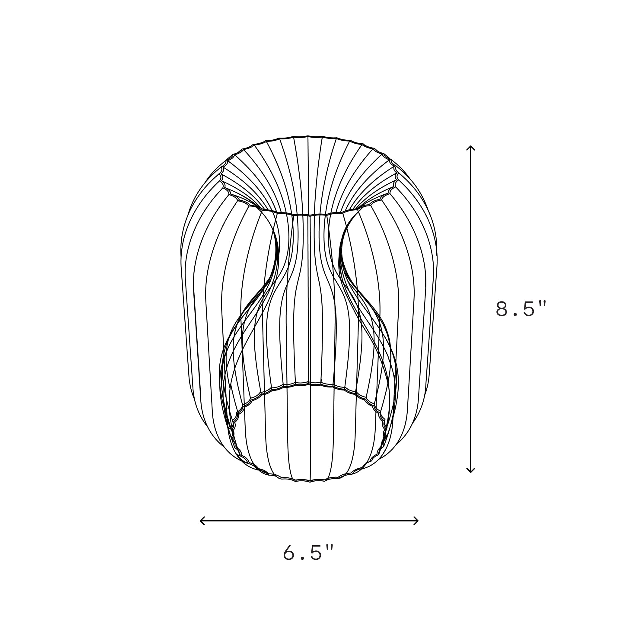 Technical drawing of a cylindrical object with dimensions labeled
