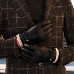 Alonzo (black) - Italian lambskin leather gloves with cashmere lining & touchscreen feature