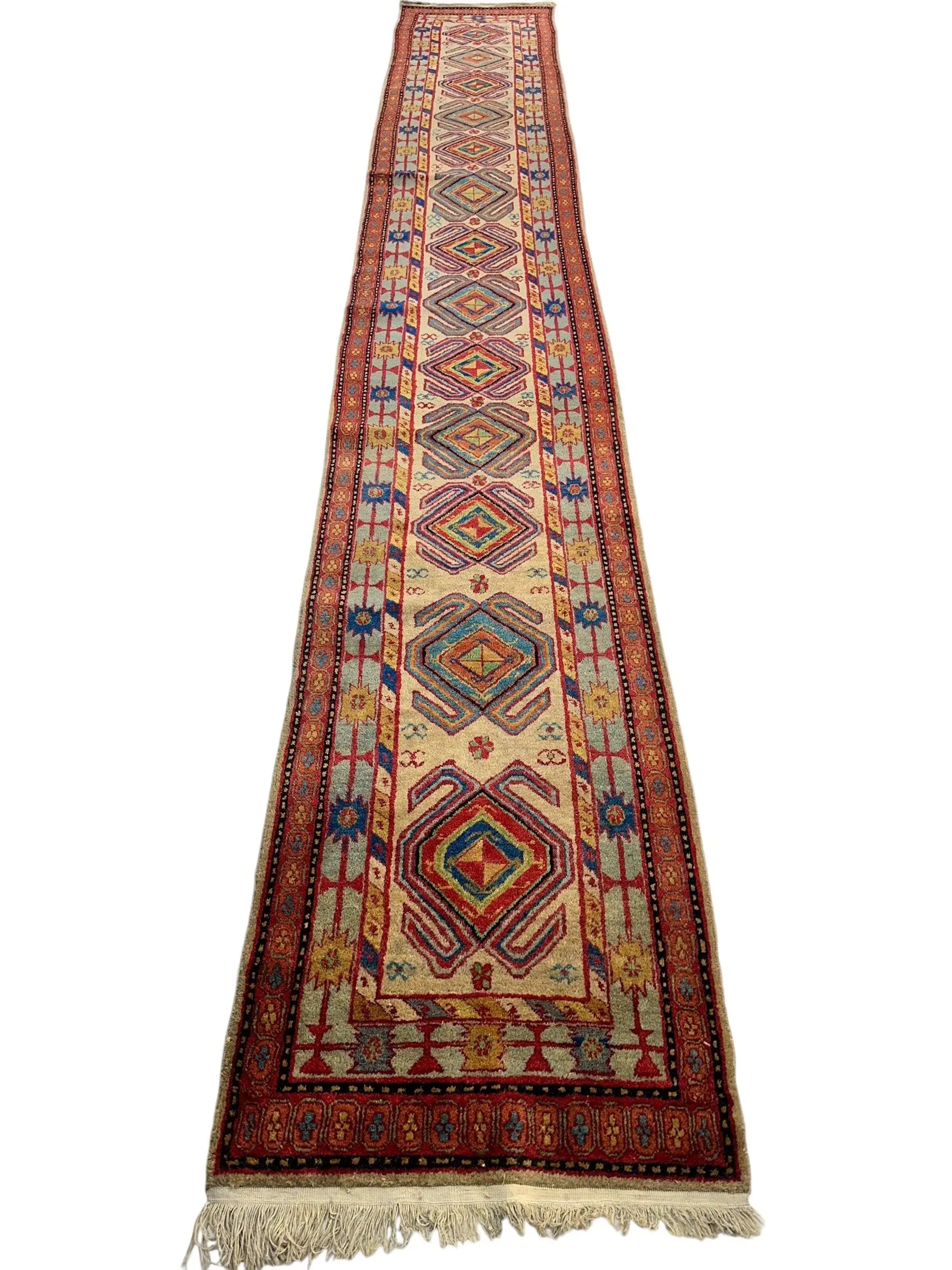 Antique Persian Lambran Runner Rug - 2'5" x 15'7" - Handwoven Wool, Circa 1930s Rugistan