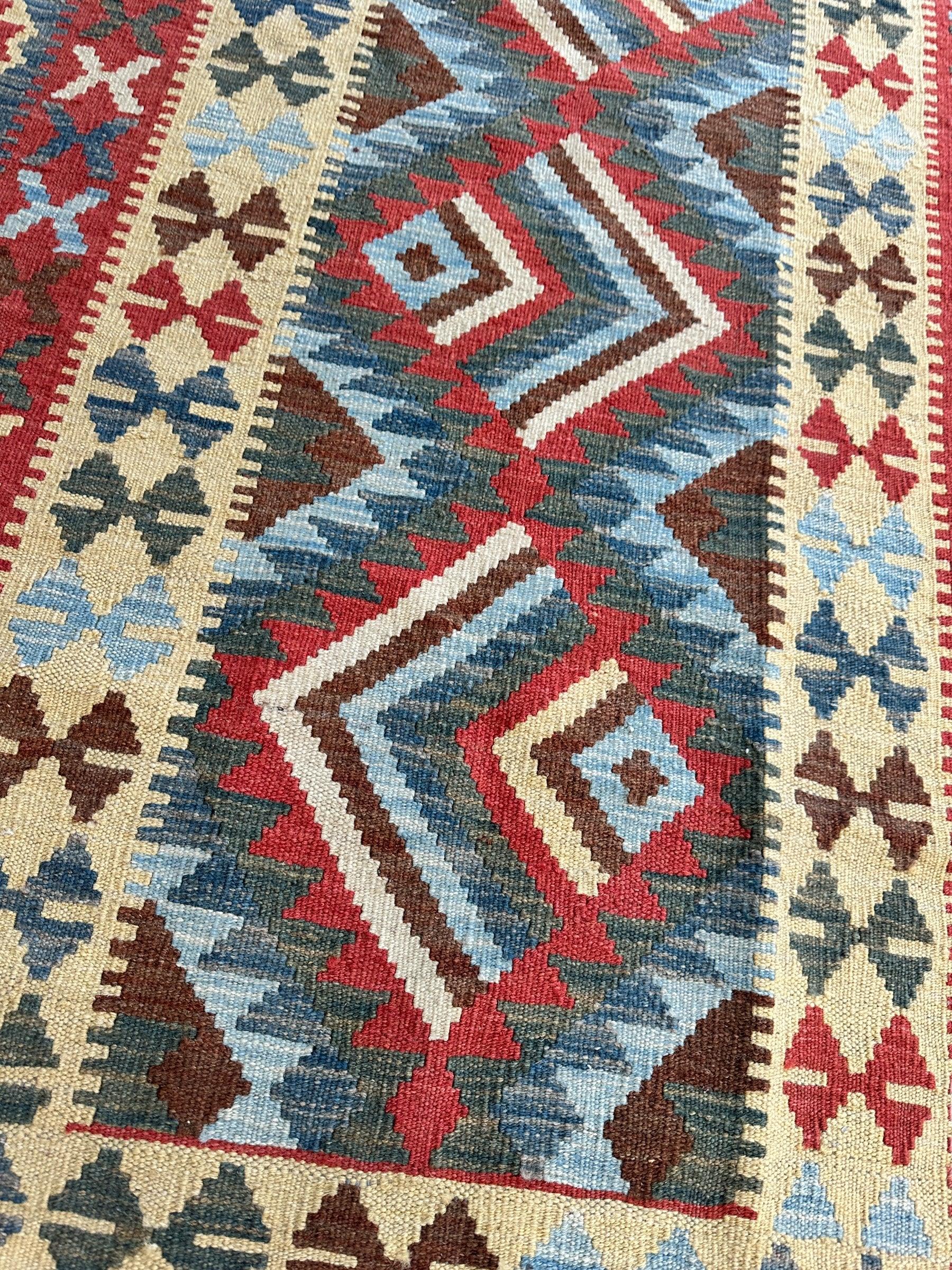 Afghani Maimana Kilim Wide Runner Rug 3’3” x 6’8” Rugistan