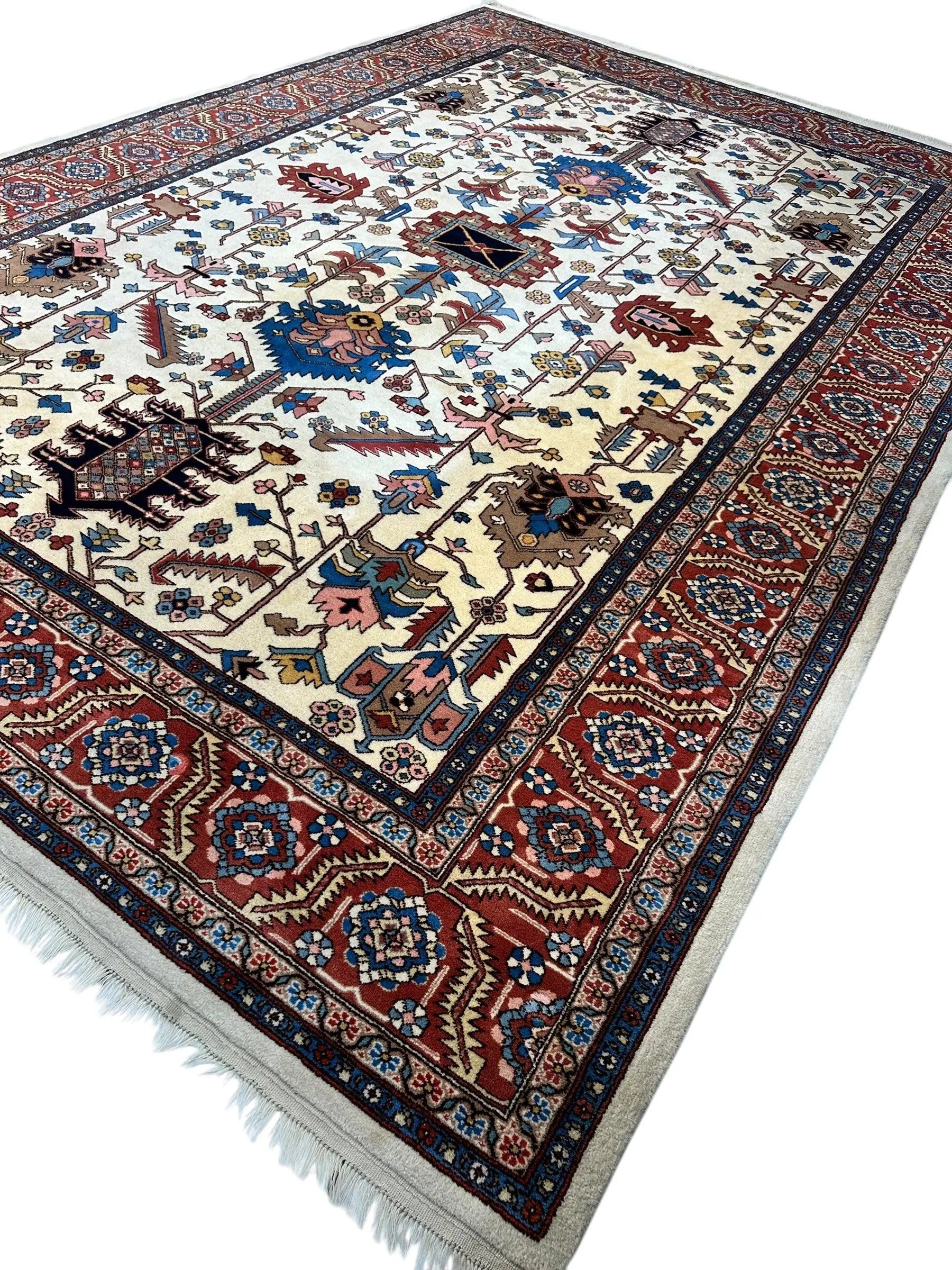 Hand-Knotted Vintage Afghani Serapi Wool Rug – 10'10" x 15'10" – Elegant Traditional Area Rug Rugistan