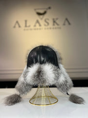Genuine Silver Fox Fur Genuine Leather Hat