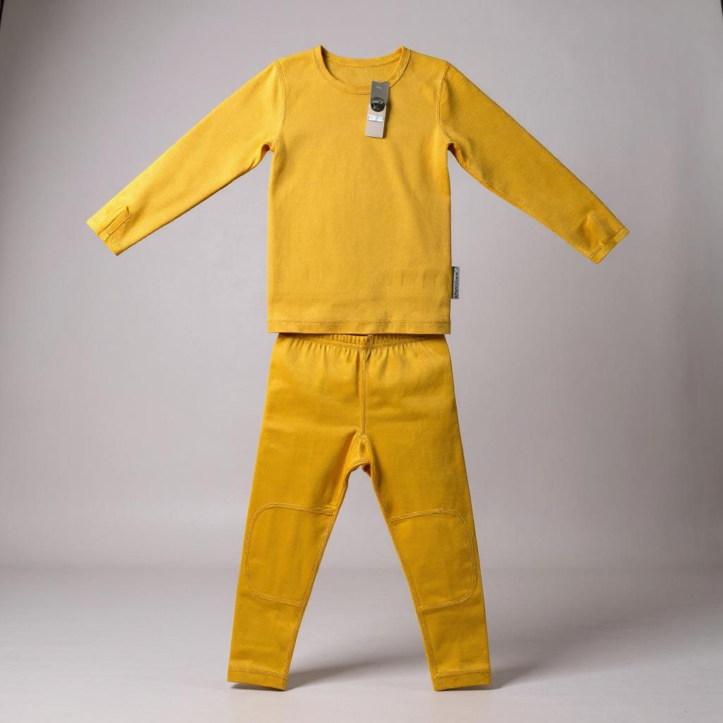Premium Kids 100% Merino Wool Baselayer - Ultra-Soft thermal Underlayer - Mustard Keep the Littles Wild