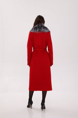 Genuine Silver Fox Virgin Wool Wrap Coat in Red Alaska® Outerwear Company