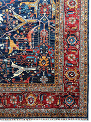 Hand-Knotted Afghani Bidjar Wool Rug – 9’x12’ – Intricate Geometric & Floral Motifs Rugistan