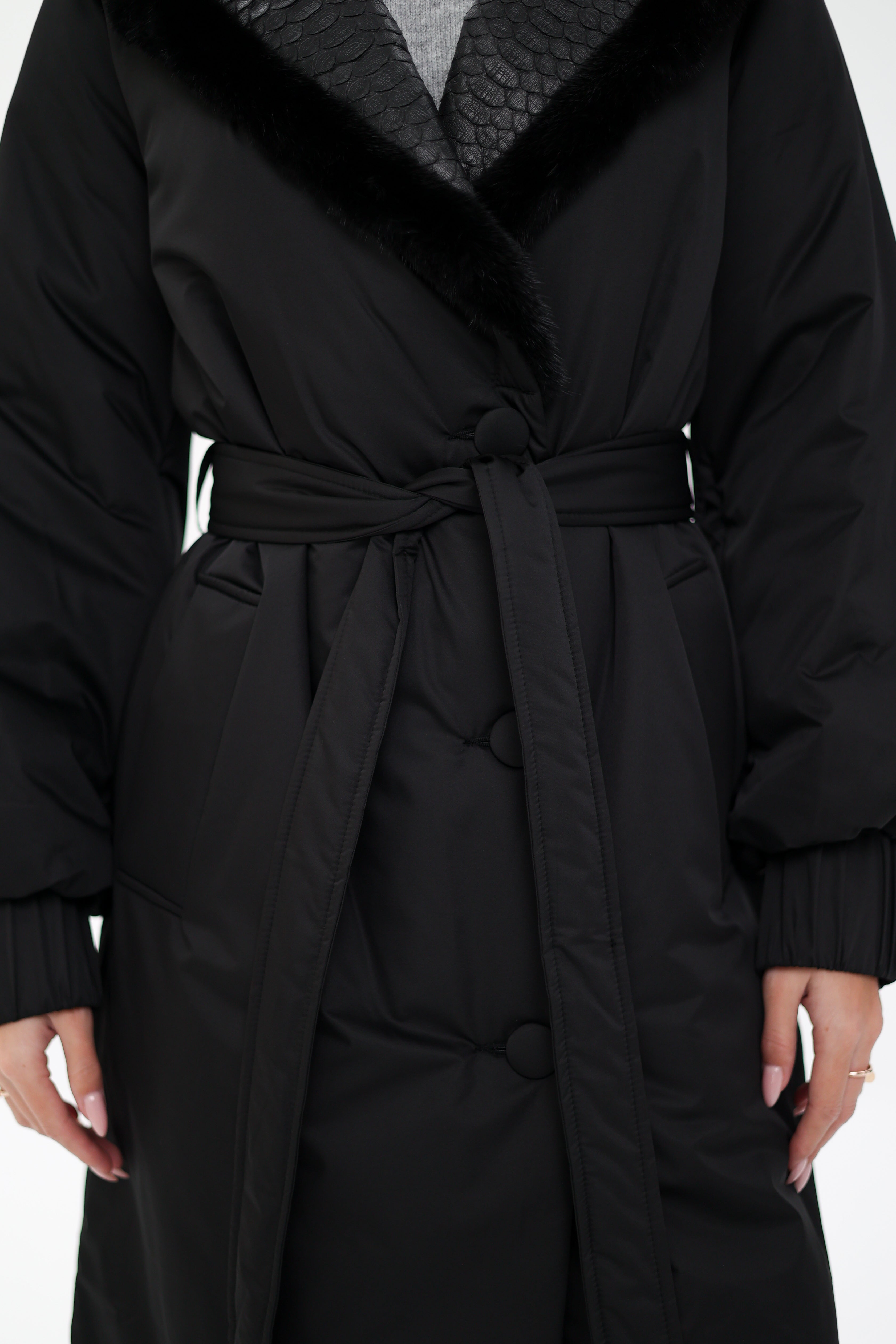 Genuine Mink Fur Real Python Leather Trim Coat Alaska® Outerwear Company