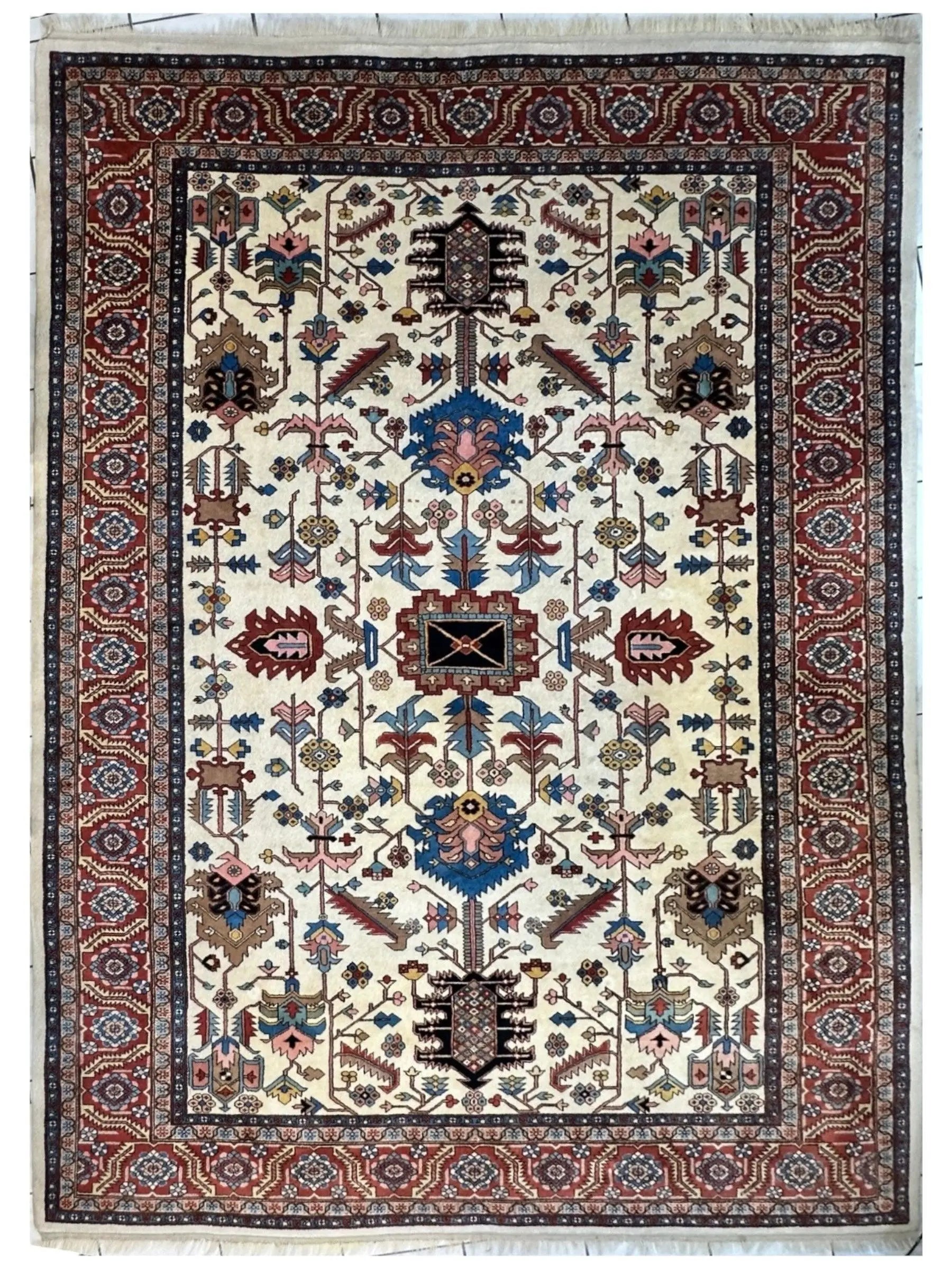 Hand-Knotted Vintage Afghani Serapi Wool Rug – 10'10" x 15'10" – Elegant Traditional Area Rug Rugistan