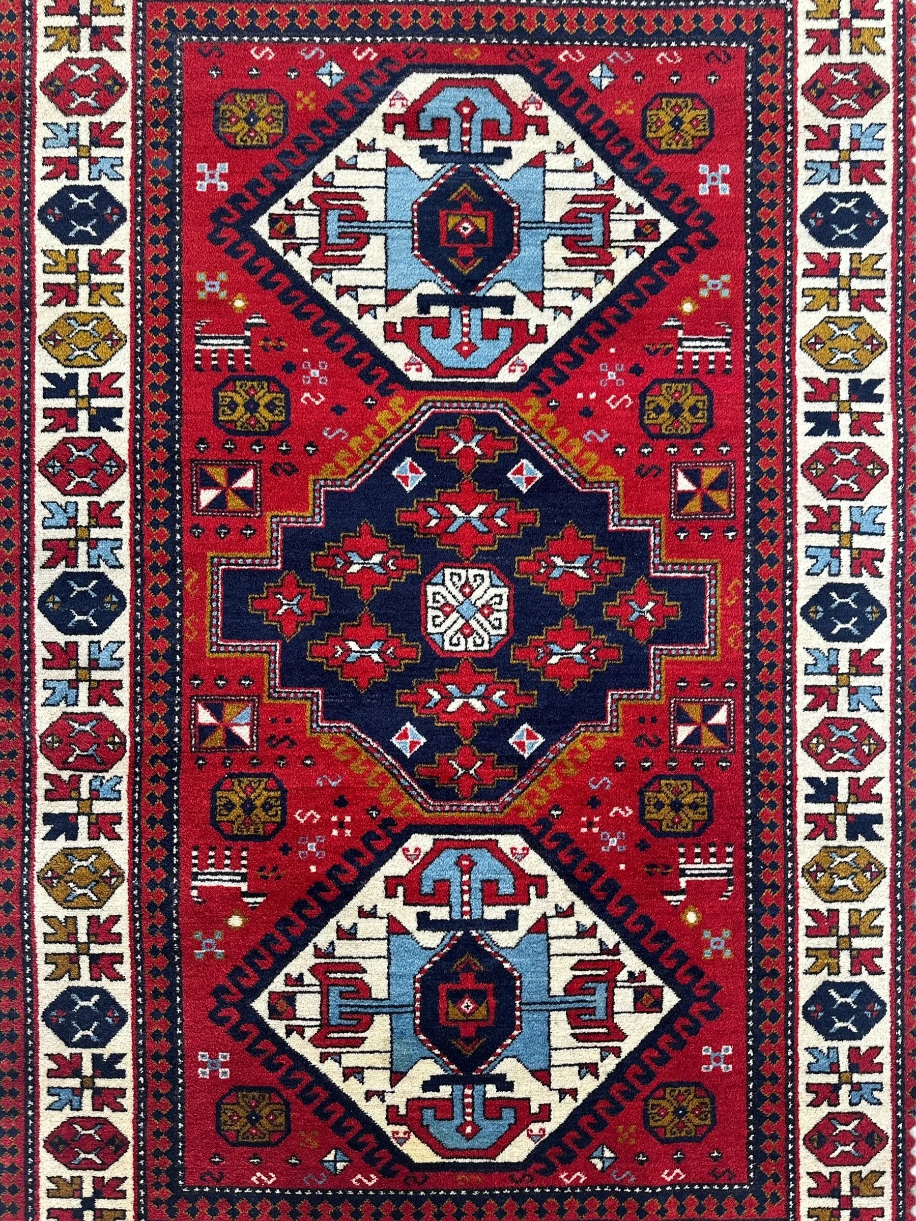 Armenian Yerevan Wool Rug – 4’6” x 6’11” – Hand-Knotted Geometric Design Rugistan