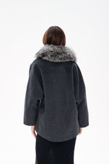 Genuine Silver Fox Fur Virgin Wool Coat Alaska® Outerwear Company