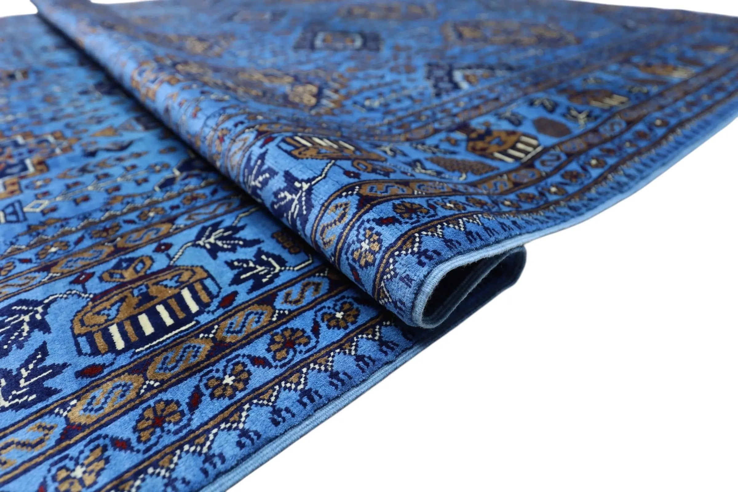 Hand-Knotted Zerkhaki Afghan Wool Area Rug – 6'6" x 10' | Elegant Blue Tones, Handmade Quality Rugistan