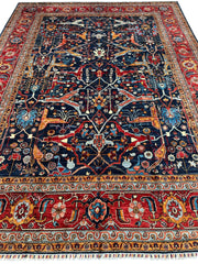 Hand-Knotted Afghani Bidjar Wool Rug – 9’x12’ – Intricate Geometric & Floral Motifs Rugistan