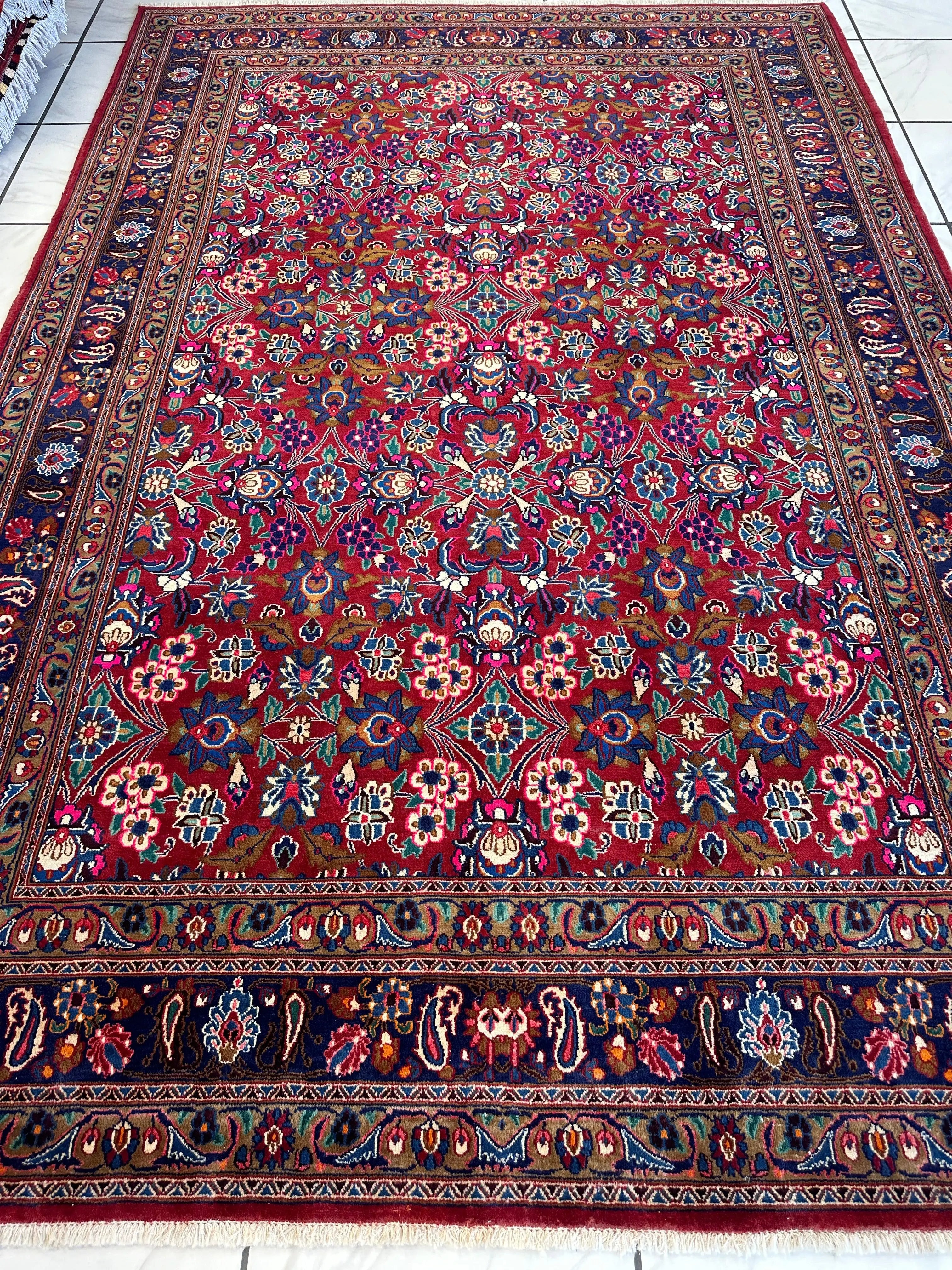 Persian Mashhad I Fine Allover Rug Wool 7 x 10 Rugistan