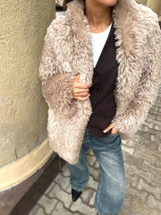 Faux Fur Coat with Leather Belt Alaska® Outerwear Company