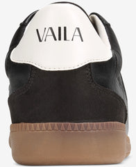 Black and white sneaker with 'Vaila' branding on a white background