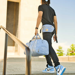 Baby Blue Leather Sling Bag Sole Premise