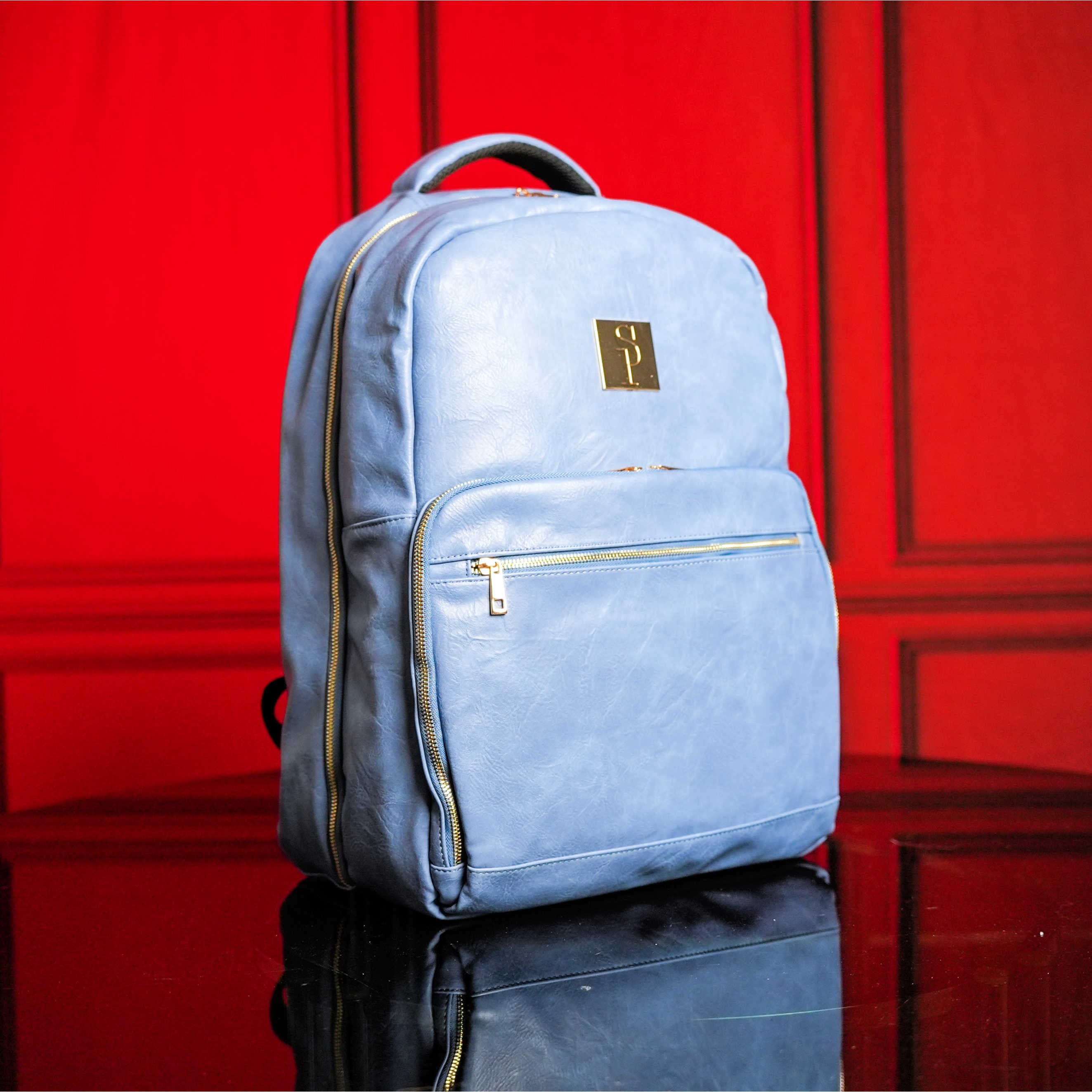 Baby Blue Leather Commuter Bag Sole Premise