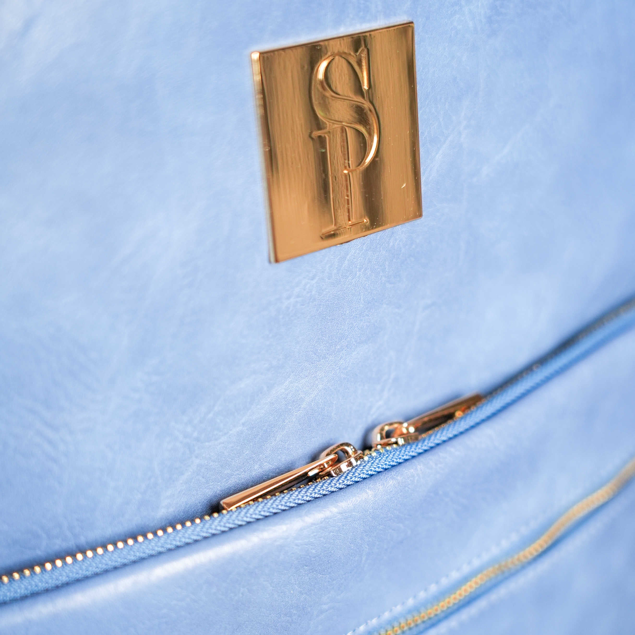 Baby Blue Leather Commuter Bag Sole Premise