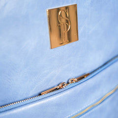 Baby Blue Leather Commuter Bag