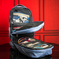 Baby Blue Leather Patented Carry-On Backpack Sole Premise