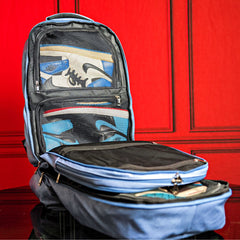 Baby Blue Leather Patented Carry-On Backpack Sole Premise