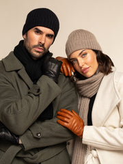 Milano (black) - Italian 100% cashmere ribbed beanie (unisex)