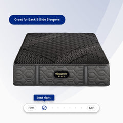 Gray mattress with Beautyrest Black branding on a light blue background