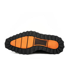 Black Brogue Monk Shoes With Chunky Sole