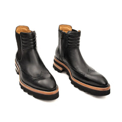 Black Brogue Platform Chelsea Boot