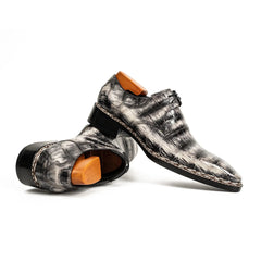 Black Croc-Pattern Norwegian Oxford