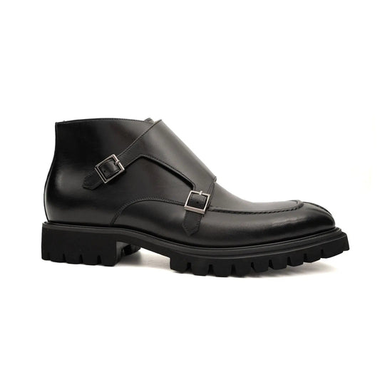 Black Double Monk Lug Boot