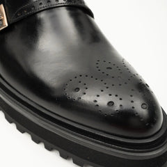 Black Dual-Buckle Chunky Sole Brogues