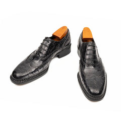 Black Grey Crocodile Oxford Shoes Goodyear Norwegian 8017
