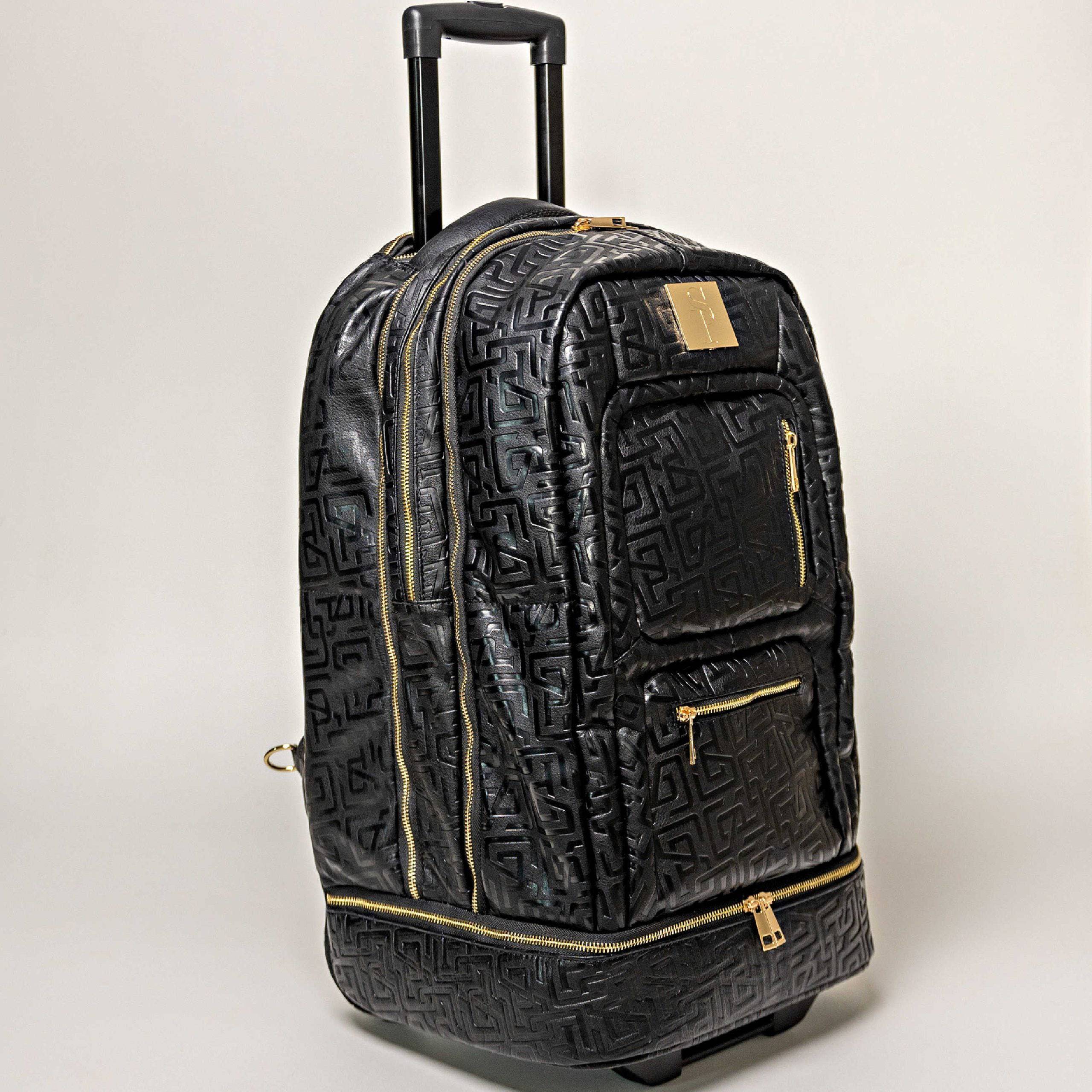 Black Monogram Leather Carry-On Roller Bag Sole Premise
