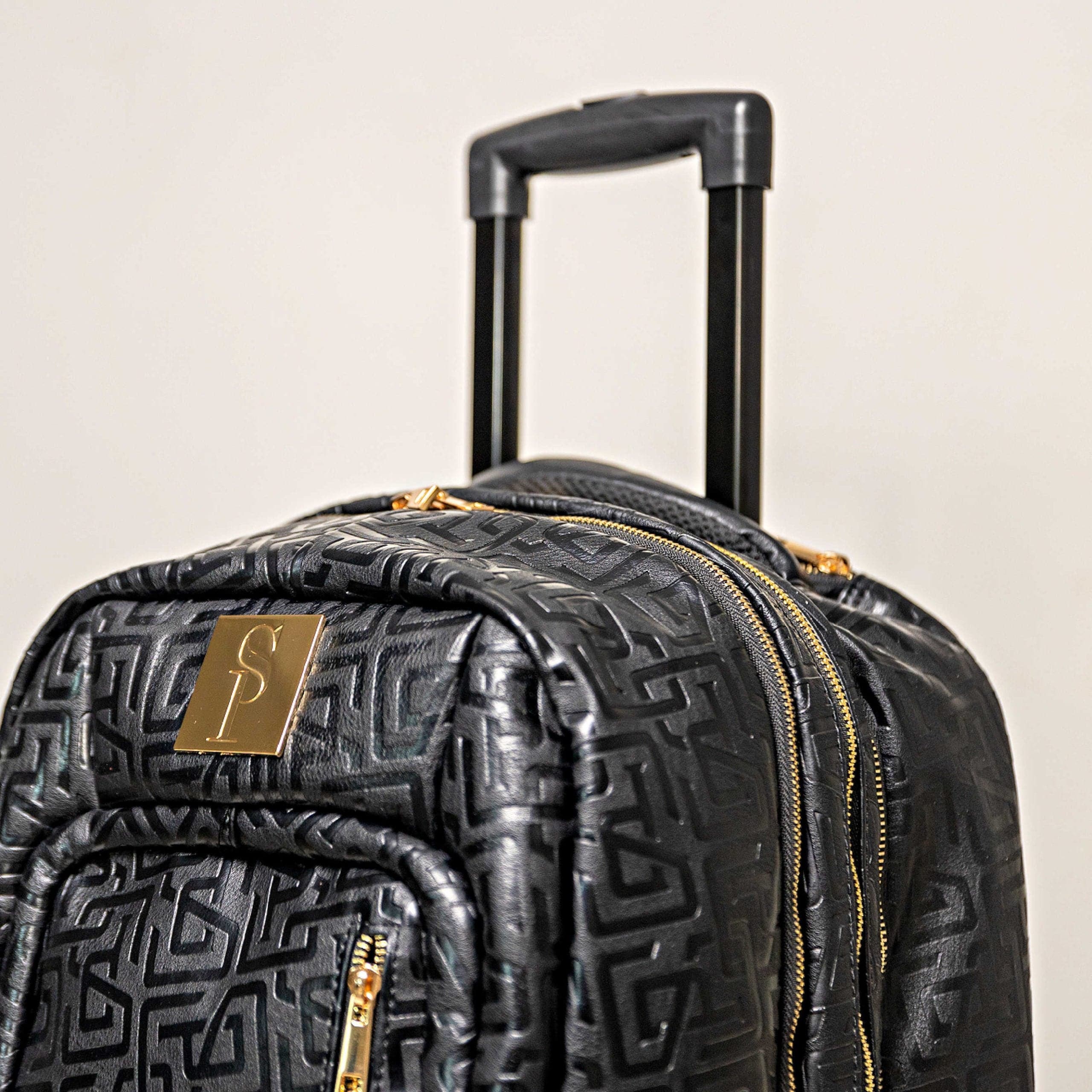 Black Monogram Leather Carry-On Roller Bag Sole Premise