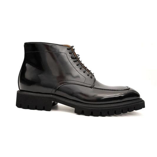 Black Patent Lug Sole Boot
