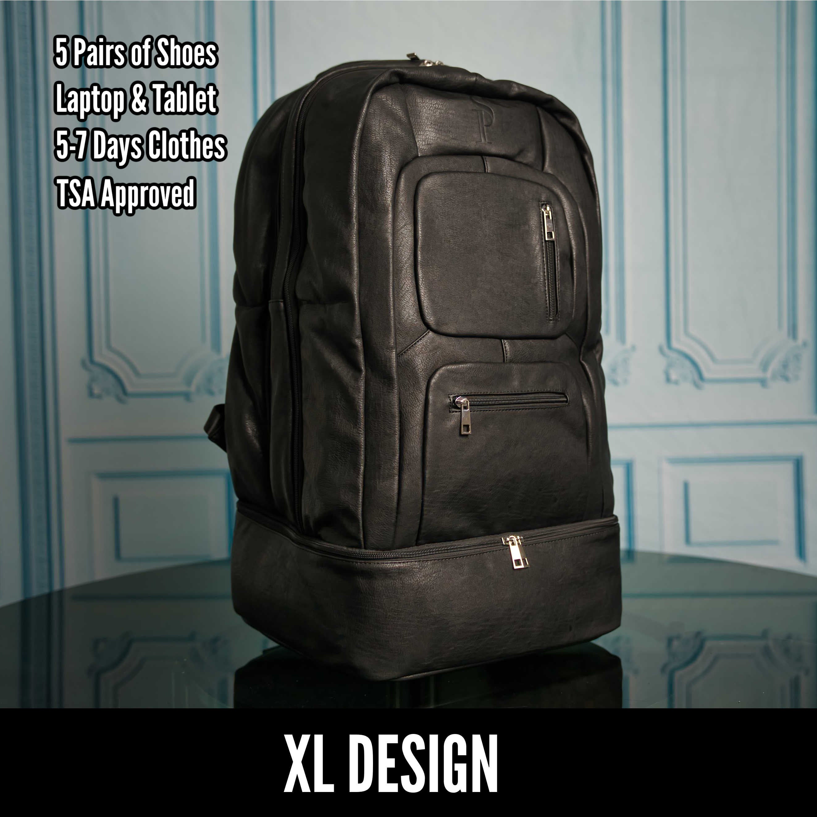 Black Leather Patented Carry-on Bag (XL Design) Sole Premise
