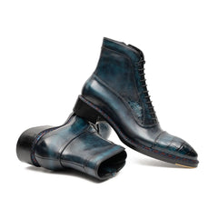 Blue Genuine Alligator Leather Boots Goodyear Norwegian Welt