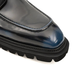 Blue Patent Lug Sole Boot
