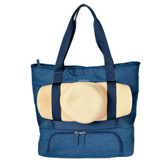 Denim Beach Bag w/ Straw Hat