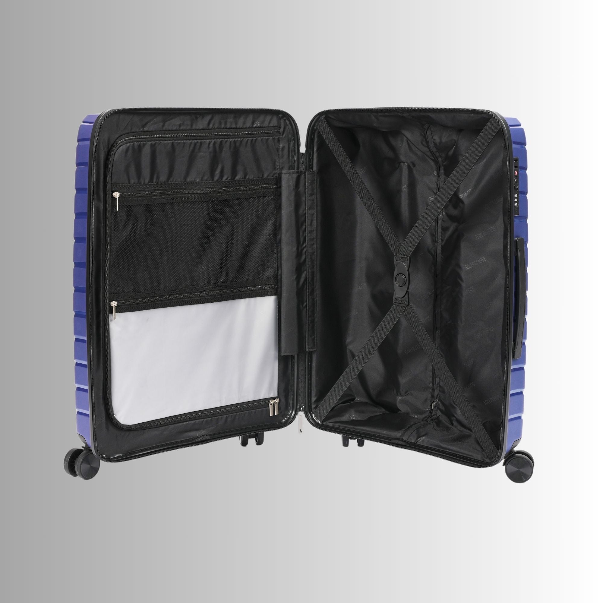 24-inch Blue Hardcase Roller Luggage with 360° Wheels & TSA Lock Sole Premise