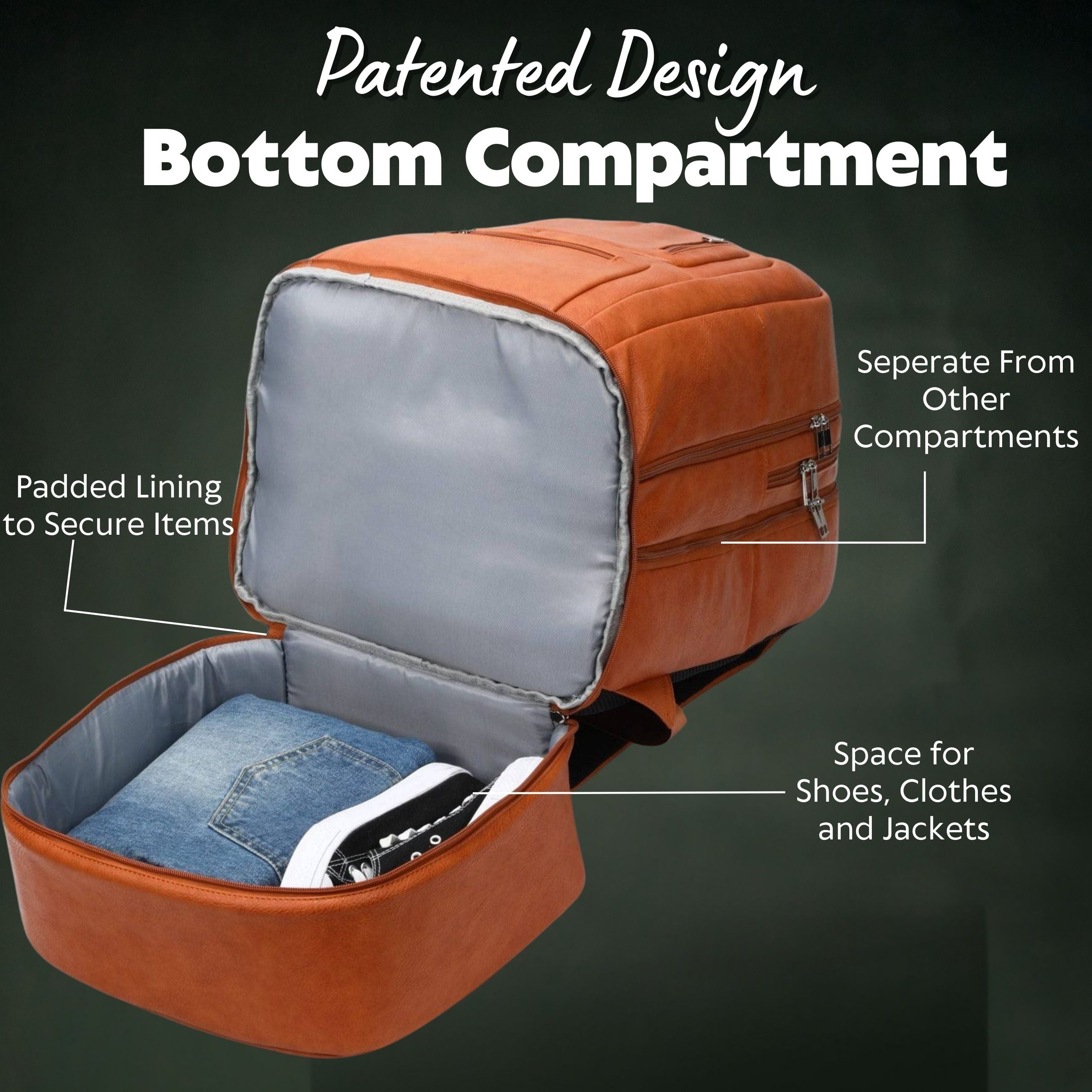 Brown Leather Patented Carry-on Bag (XL Design) Sole Premise