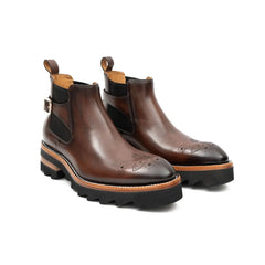 Brogue Chelsea Boots Brown