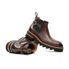 Brogue Chelsea Boots Brown