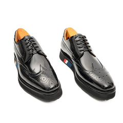 Brogue Wingtip Derby Black Platform Shoe