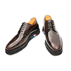 Brogue Wingtip Derby Burgundy Platform Shoe