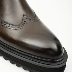 Brown Brogue Leather Chelsea Boots