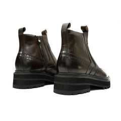 Brown Brogue Leather Chelsea Boots