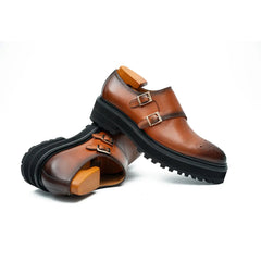 Brown Dual-Buckle Chunky Sole Brogues