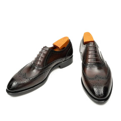 Brown Men's Goodyear Welted Brogue Leather Shoes